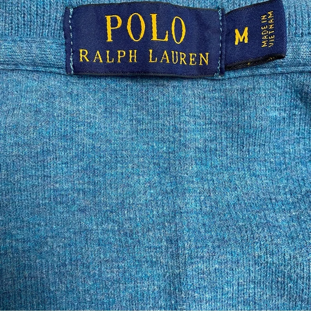 Polo Ralph Lauren Heather Blue Knit Top 1/4” Zip Cotton Preppy‎ Size Medium